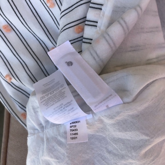 Loft Cotton Blend Clip Stripe Smocked Ruffle Pockets Lined Breeze Midi Dress S - Picture 10 of 16